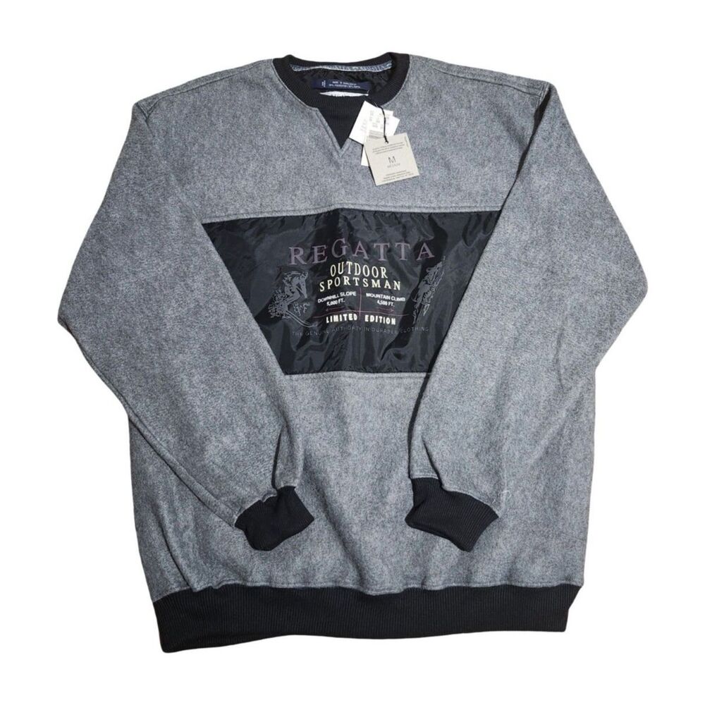NWT Regatta Outdoor Sportsman Fleece Sweatshirt Gray Vintage Graphic
